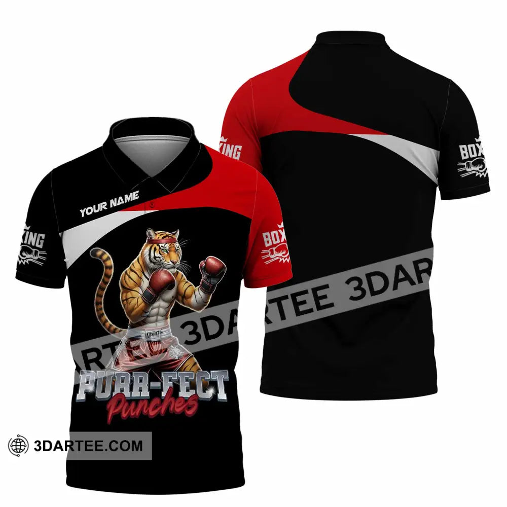 Unisex Shirt - Custom Purr-fect Punches Boxing 3D Shirt Polo Shirt / S T-shirt
