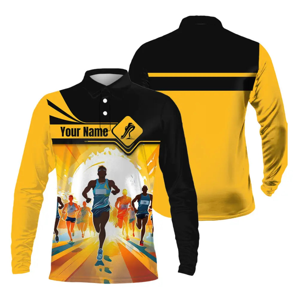 Unisex Shirt - Custom Ready To Run Love Marathon Running Shirt Long Sleeve Polo / S T-shirt