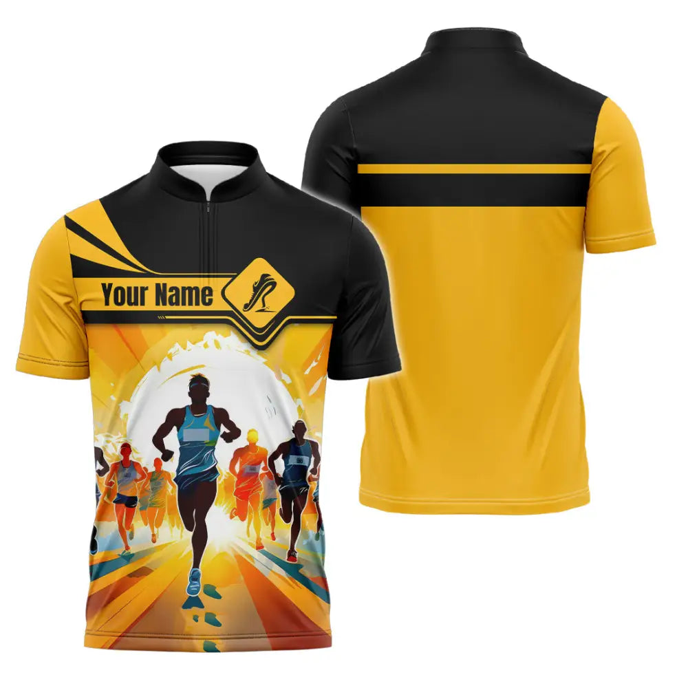 Unisex Shirt - Custom Ready To Run Love Marathon Running Shirt Zipper Polo Shirt / S T-shirt