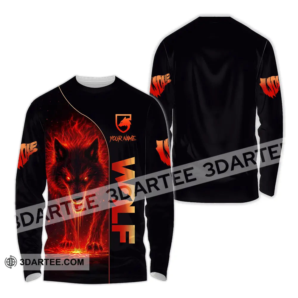 Unisex Shirt - Custom Red Wolf 3D Shirt Long Sleeve Shirt / S T-shirt