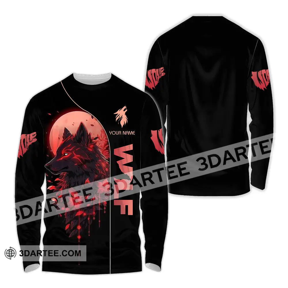 Unisex Shirt - Custom Red Wolf 3D Shirt Long Sleeve Shirt / S T-shirt