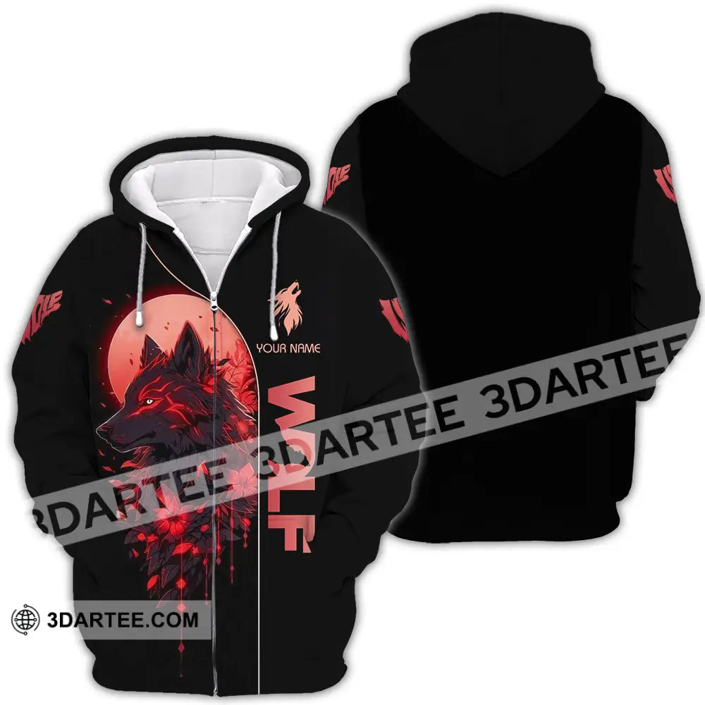 Unisex Shirt - Custom Red Wolf 3D Shirt Zipper Hoodie / S T-shirt