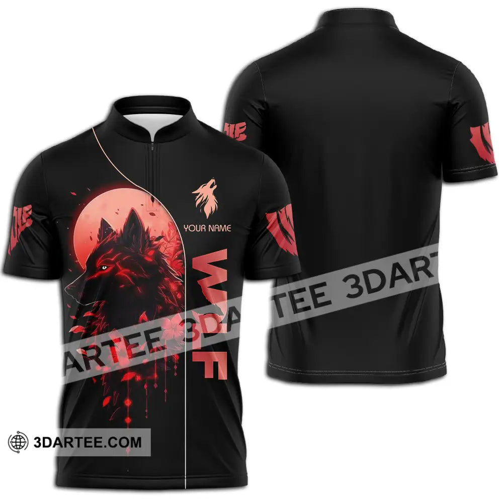 Unisex Shirt - Custom Red Wolf 3D Shirt Zipper Polo Shirt / S T-shirt