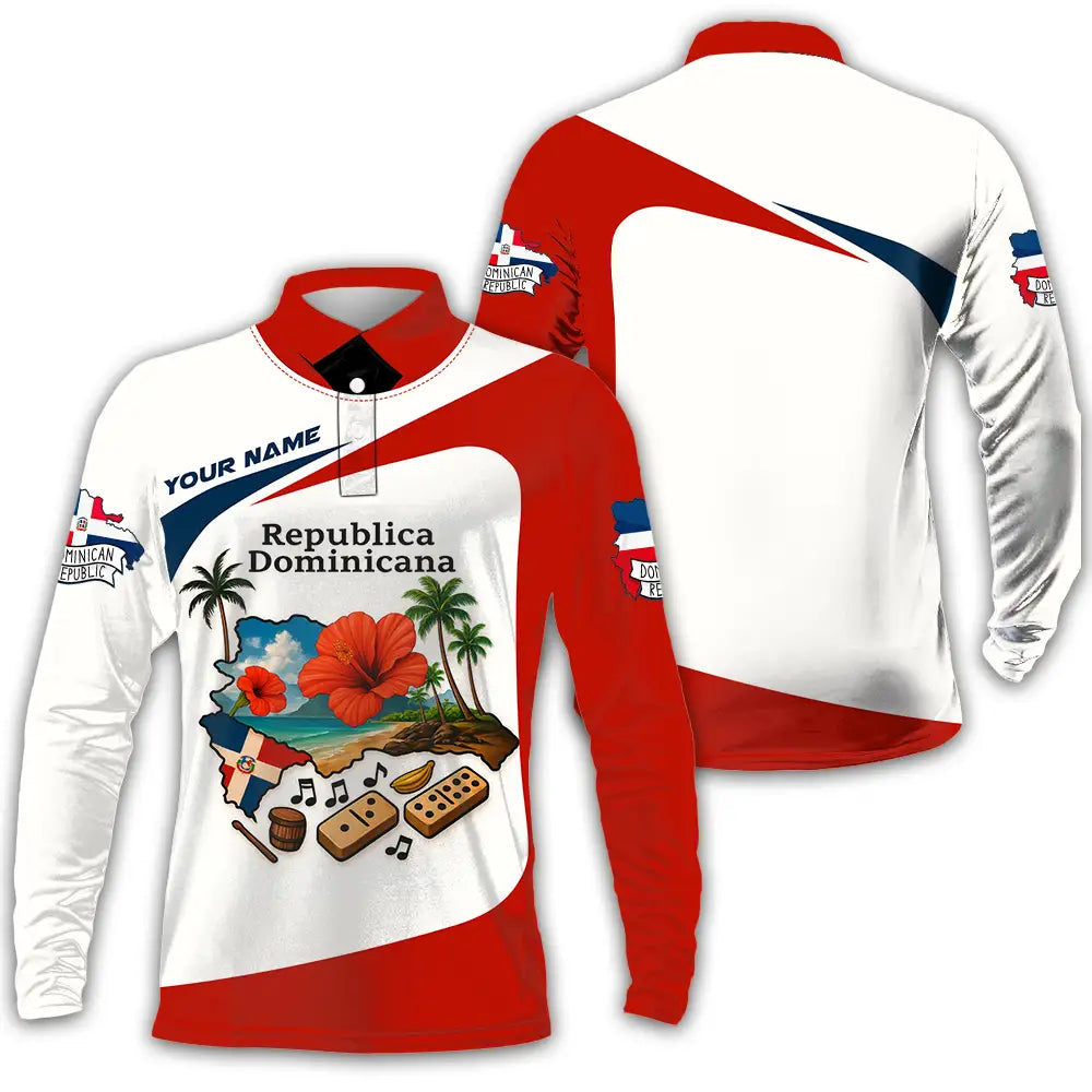Unisex Shirt - Custom Republic Dominicana Shirt Long Sleeve Polo / S T-shirt