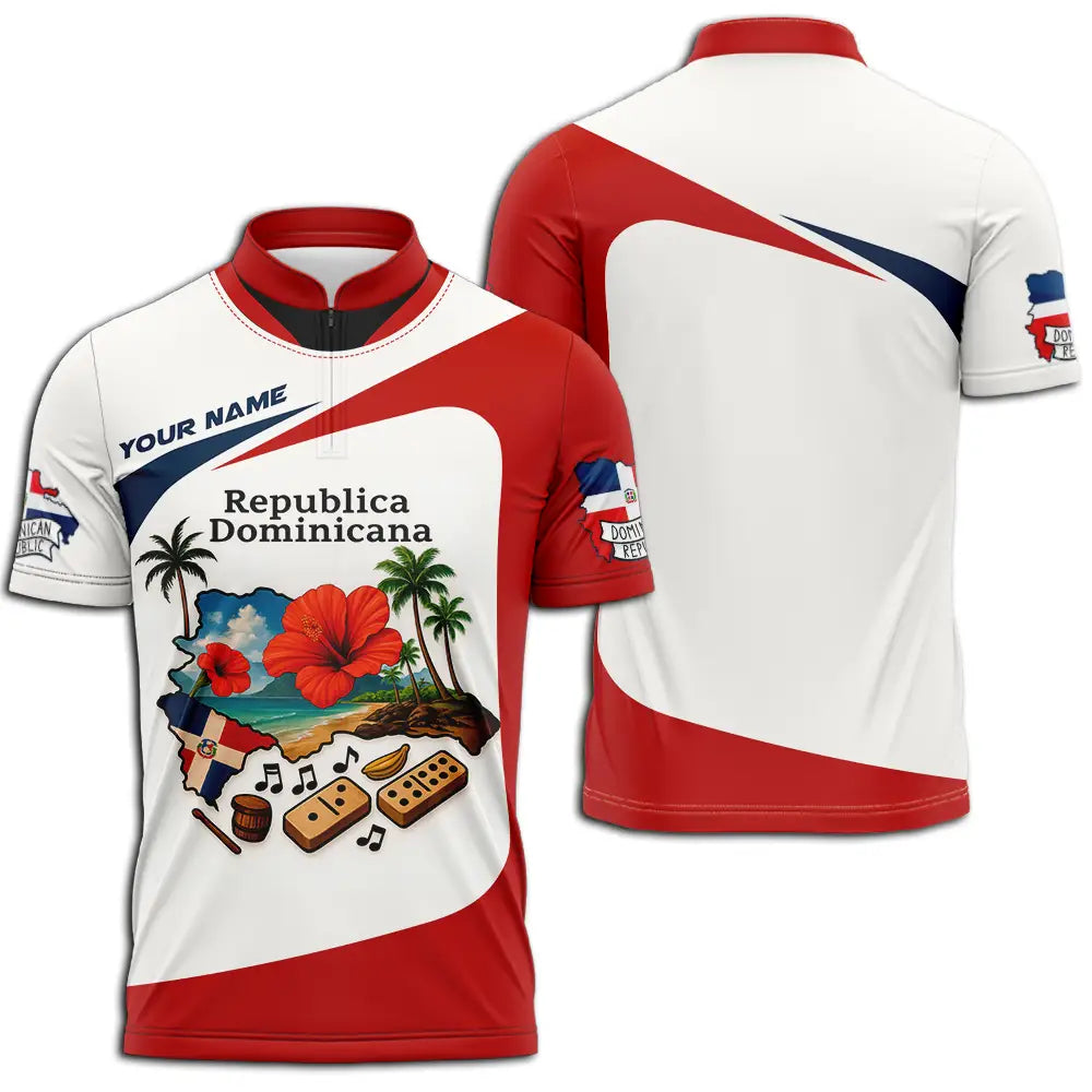 Unisex Shirt - Custom Republic Dominicana Shirt Zipper Polo Shirt / S T-shirt