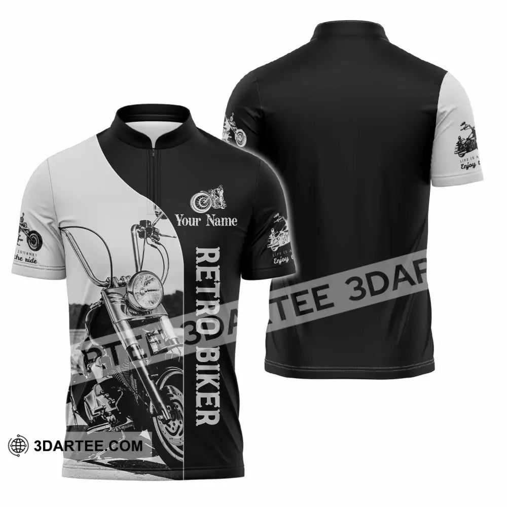 Unisex Shirt - Custom Retro Biker 3D Shirt - Zipper Polo Shirt / S - T-shirt