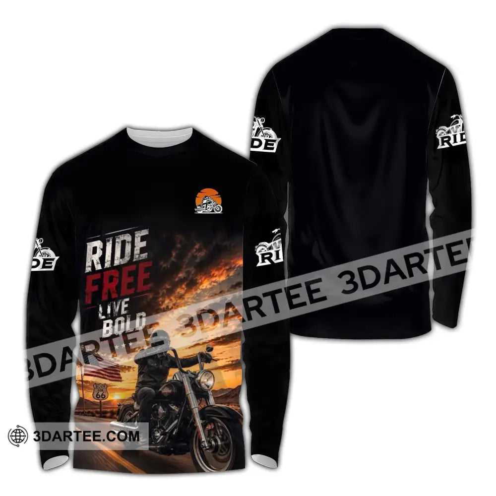 Unisex Shirt - Custom Ride Free Live Bold Shirt - Long Sleeve Shirt / S - T-shirt