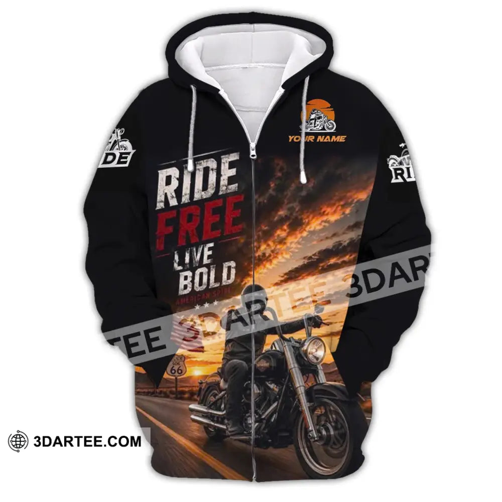 Unisex Shirt - Custom Ride Free Live Bold Shirt - Zipper Hoodie / S - T-shirt