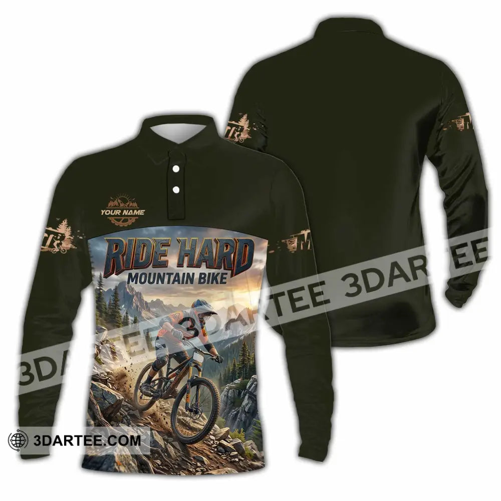 Unisex Shirt - Custom Ride Hard Mountain Bike Shirt - Long Sleeve Polo / S - T-shirt