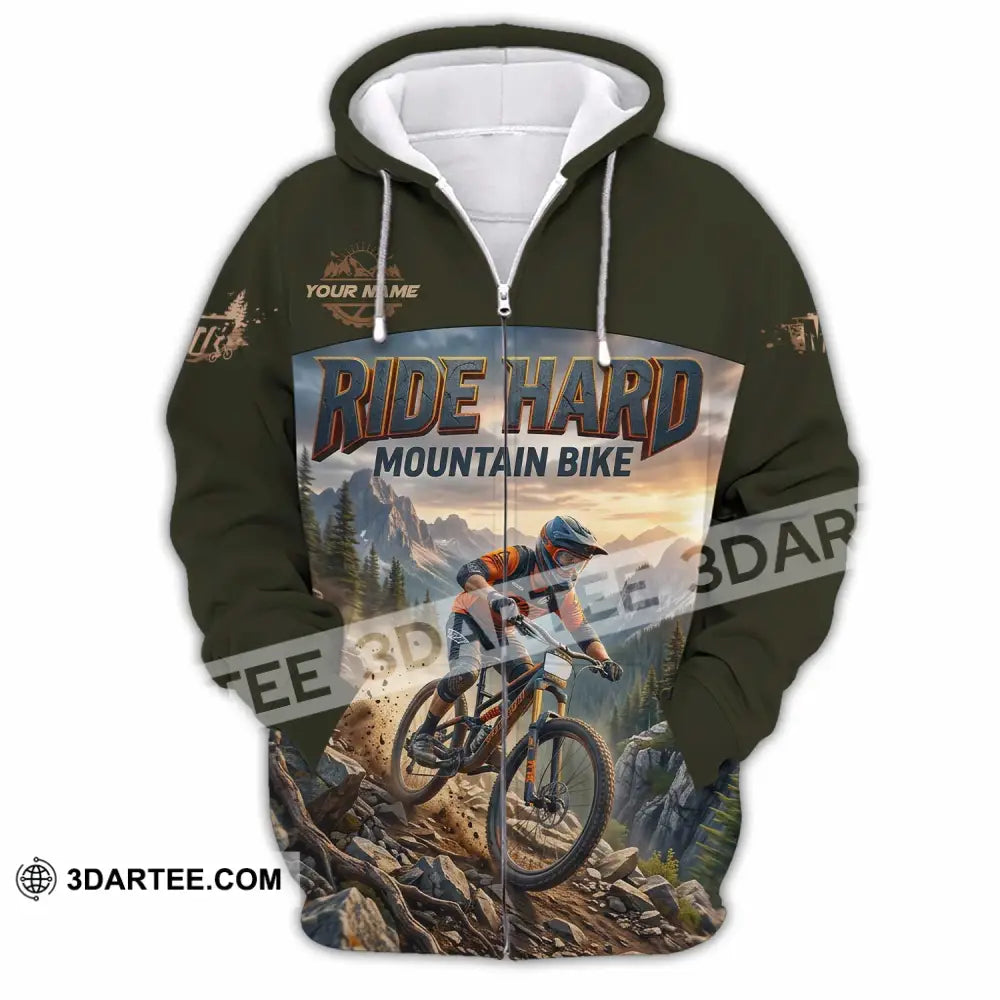 Unisex Shirt - Custom Ride Hard Mountain Bike Shirt - Zipper Hoodie / S - T-shirt
