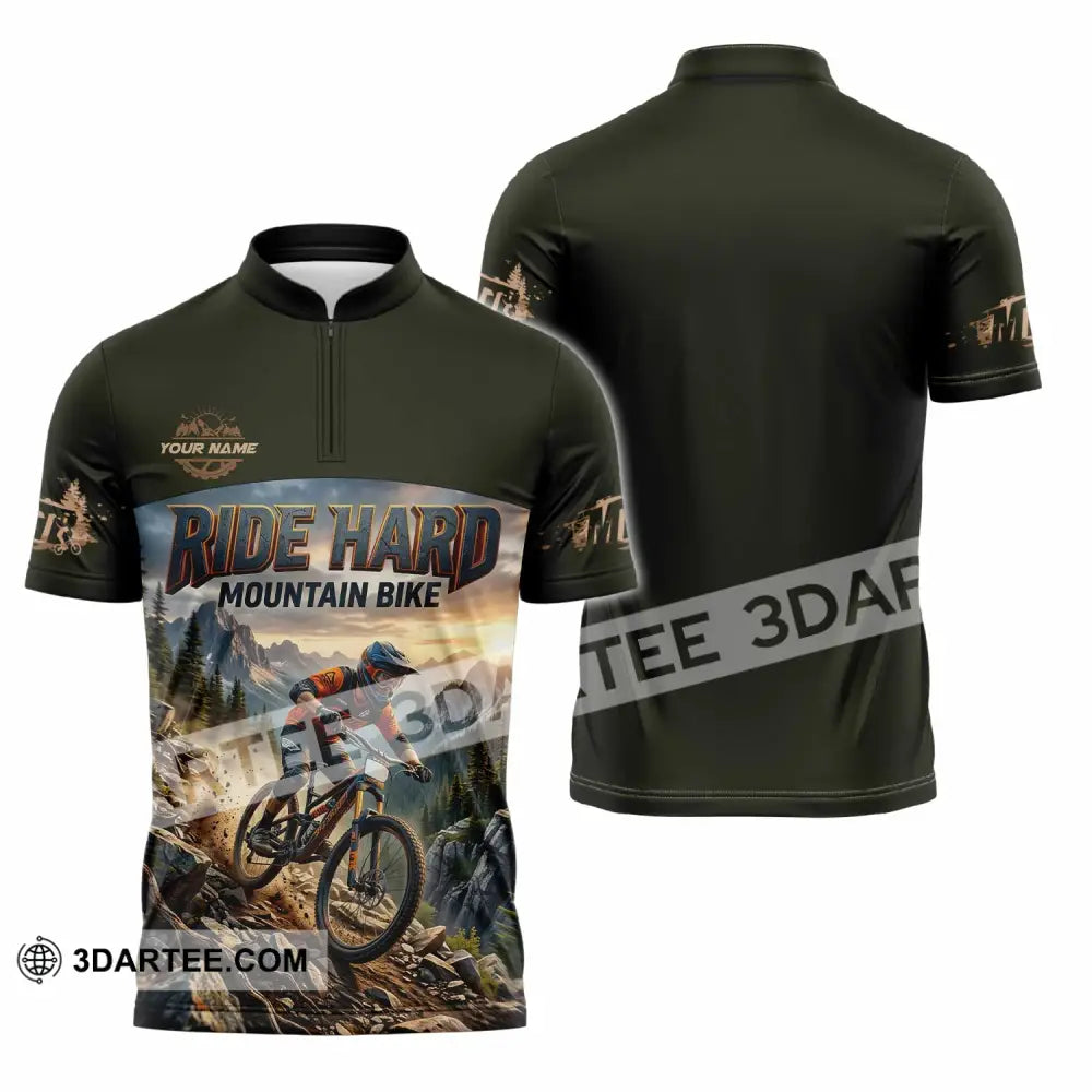 Unisex Shirt - Custom Ride Hard Mountain Bike Shirt - Zipper Polo Shirt / S - T-shirt