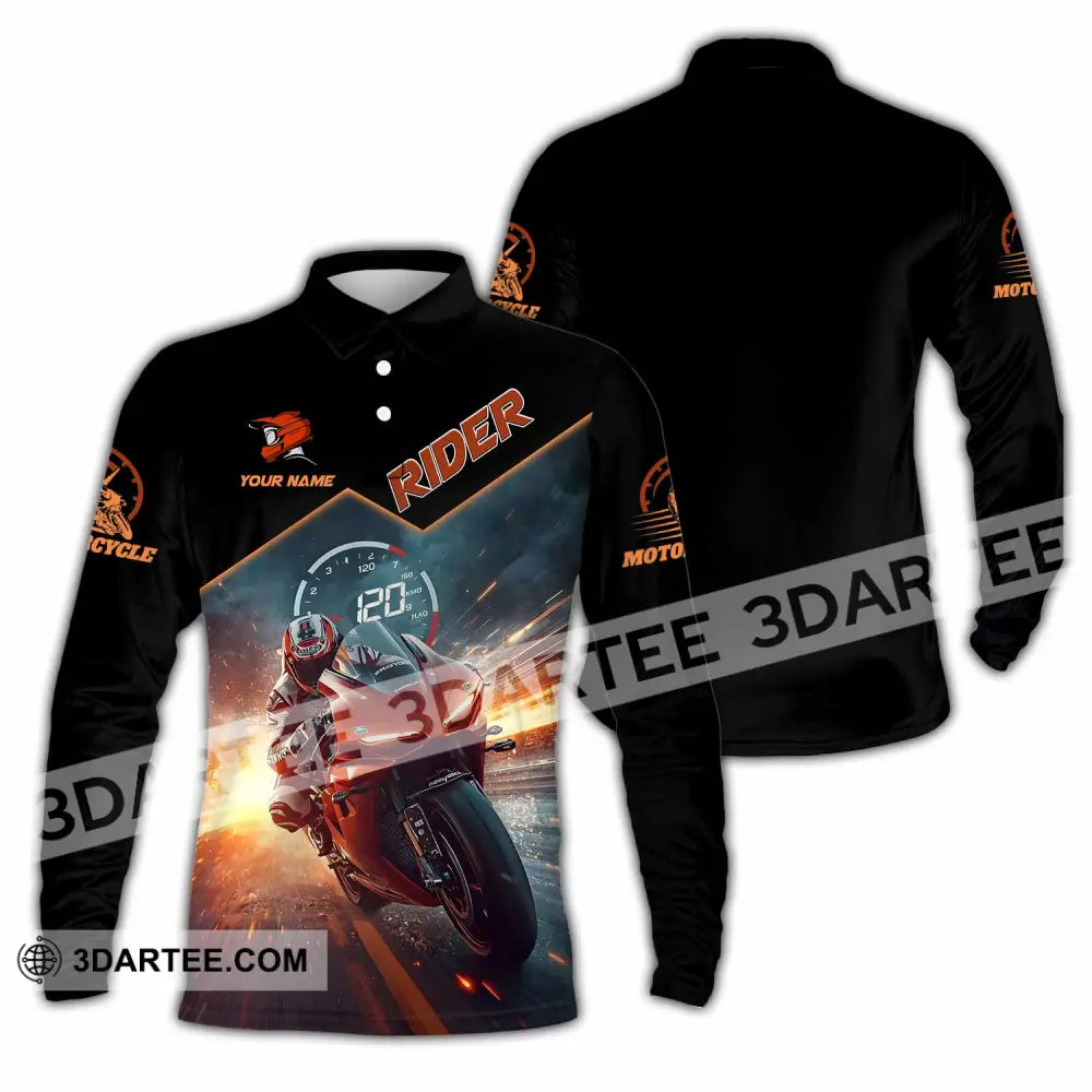 Unisex Shirt - Custom Rider 3D Shirt Long Sleeve Polo / S T-shirt
