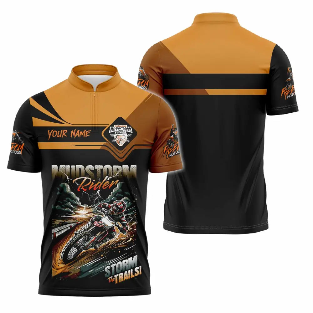 Unisex Shirt - Custom Rider Storm The Trails Sport Shirt Zipper Polo Shirt / S T-shirt