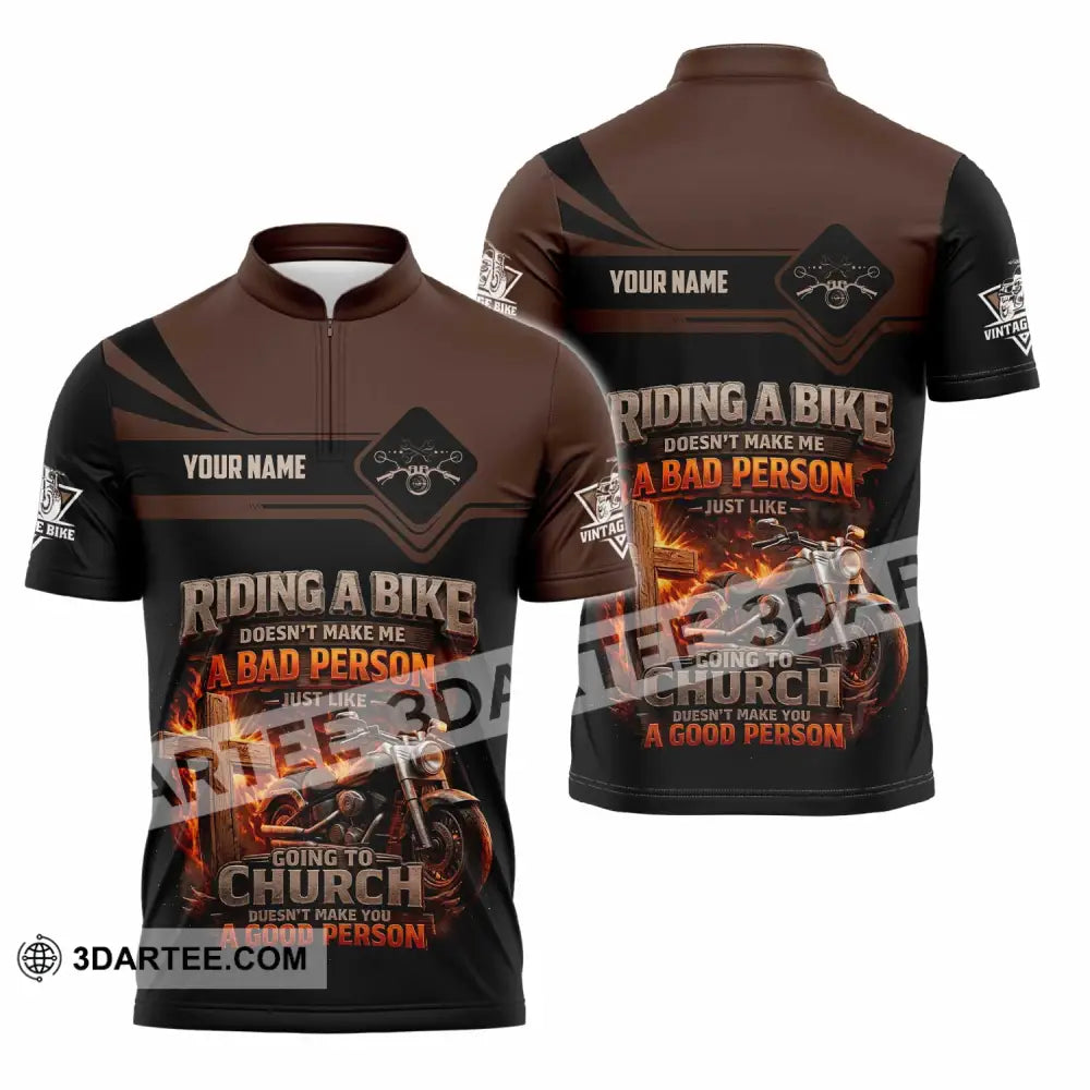 Unisex Shirt - Custom Riding A Bike 3D Shirt Zipper Polo Shirt / S T-shirt