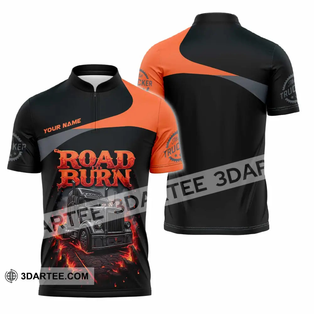 Unisex Shirt - Custom Road Born 3D Shirt Zipper Polo Shirt / S T-shirt