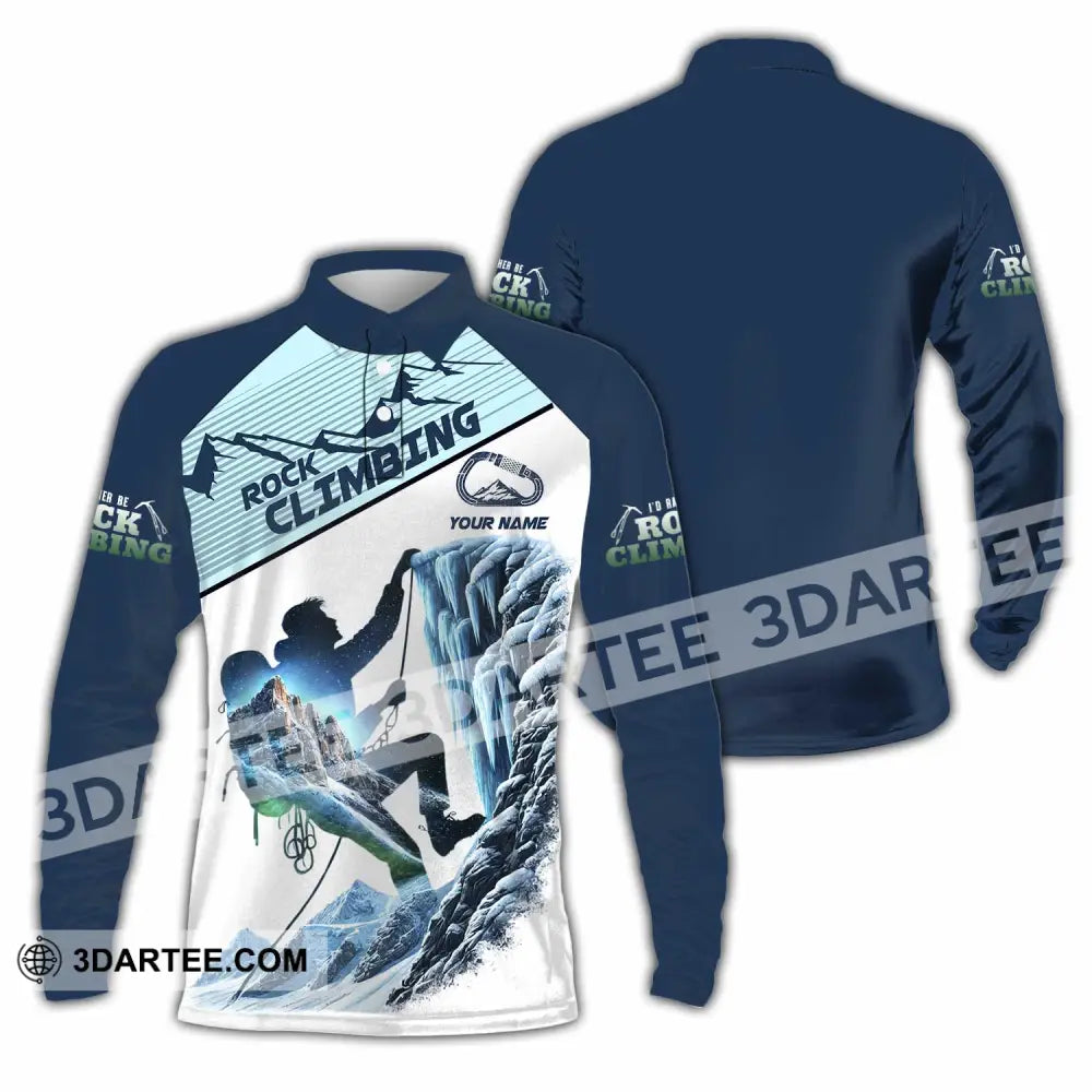 Unisex Shirt - Custom Rock Climbing Shirt Long Sleeve Polo / S T-shirt