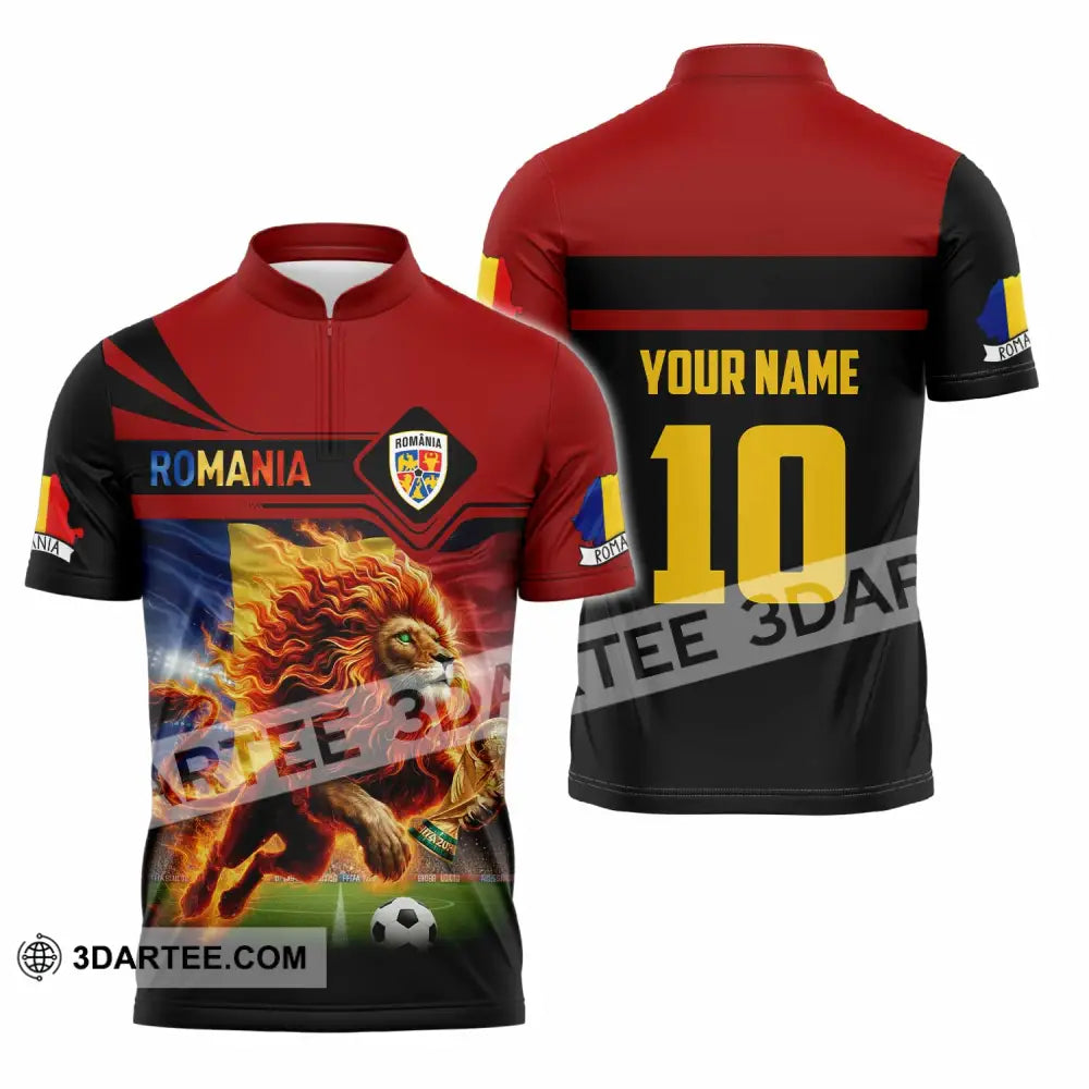Unisex Shirt - Custom Romania 3D Shirt Zipper Polo Shirt / S T-shirt