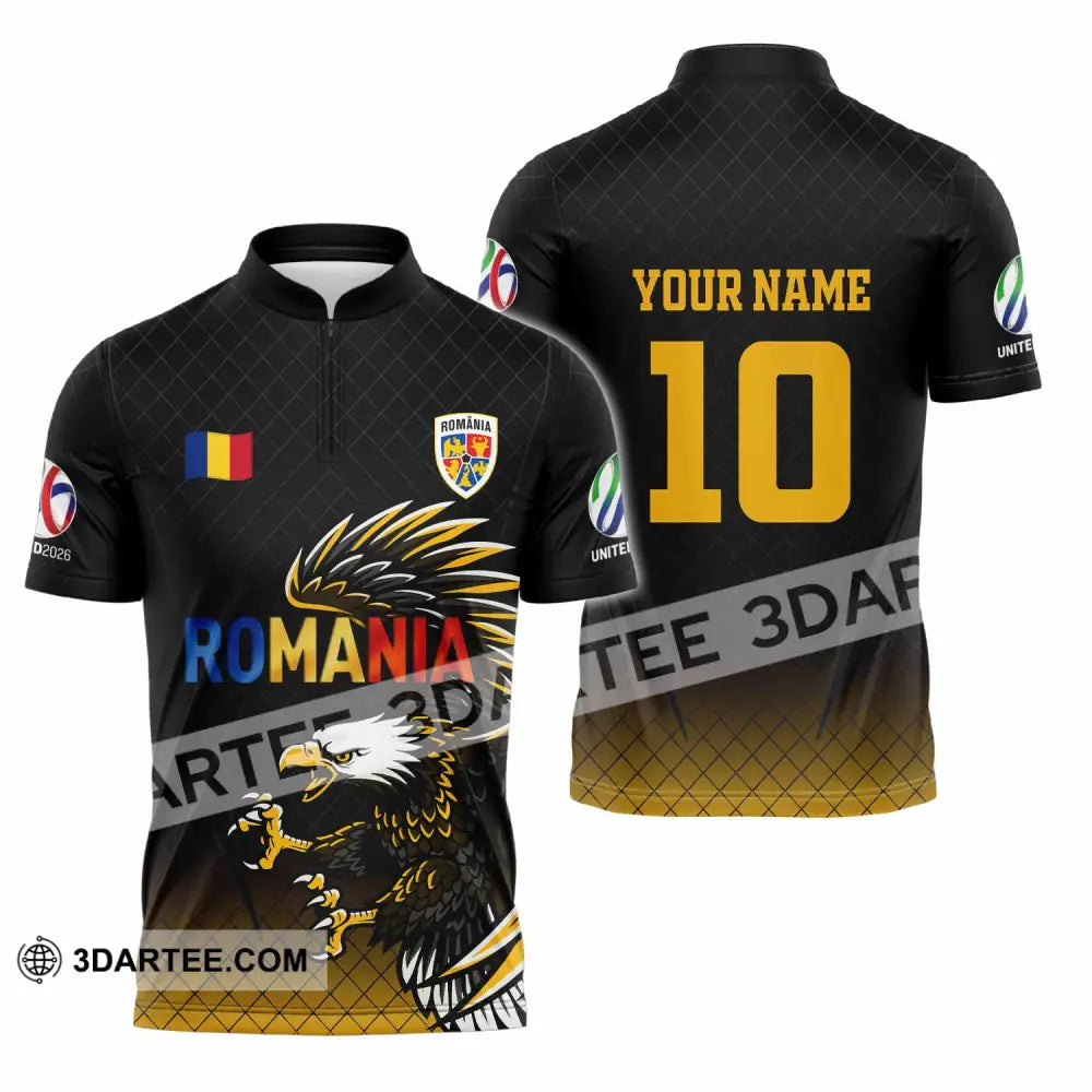 Unisex Shirt - Custom Romania 3D Shirt Zipper Polo Shirt / S T-shirt