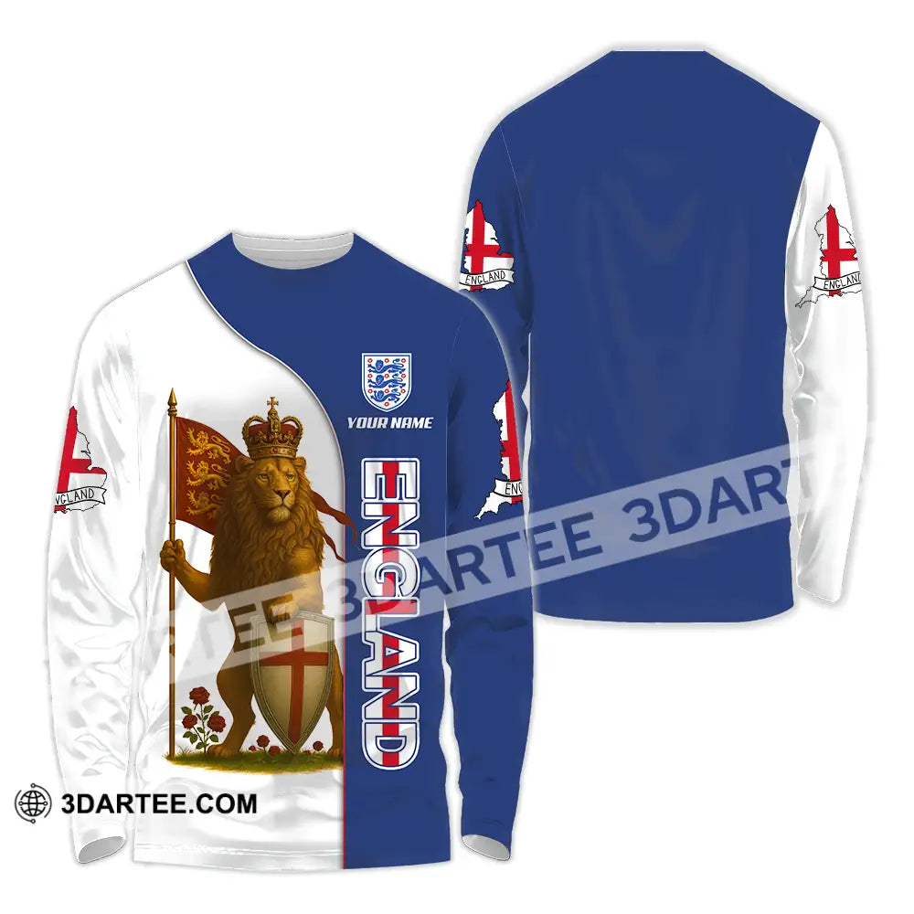 Unisex Shirt - Custom Rose And Lion King England Shirt Long Sleeve Shirt / S T-shirt