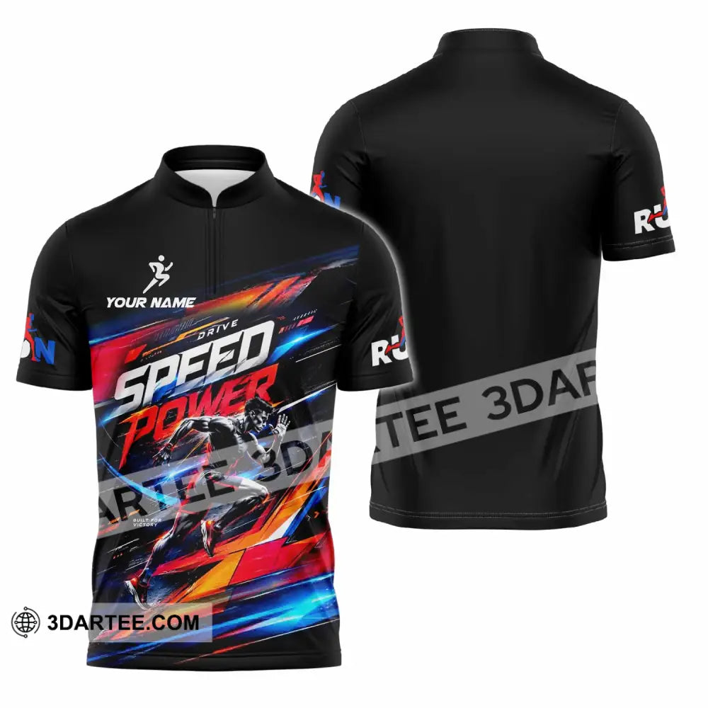 Unisex Shirt - Custom Run Drive Speed Power Shirt - Zipper Polo Shirt / S - T-shirt