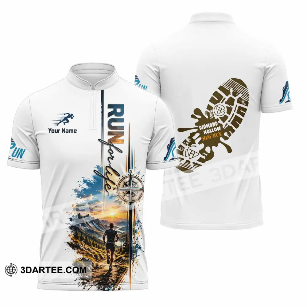 Unisex Shirt - Custom Run For Life Shirt - Zipper Polo Shirt / S - T-shirt