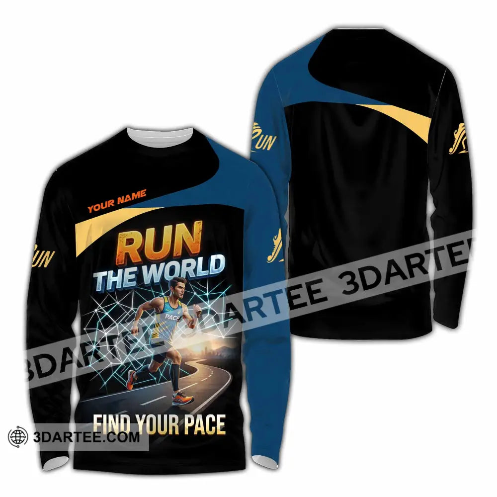 Unisex Shirt - Custom Run The World Find Your Pace Shirt - Long Sleeve Shirt / S - T-shirt
