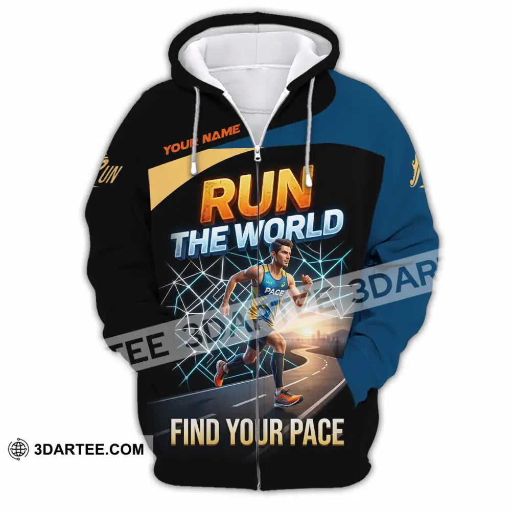 Unisex Shirt - Custom Run The World Find Your Pace Shirt - Zipper Hoodie / S - T-shirt