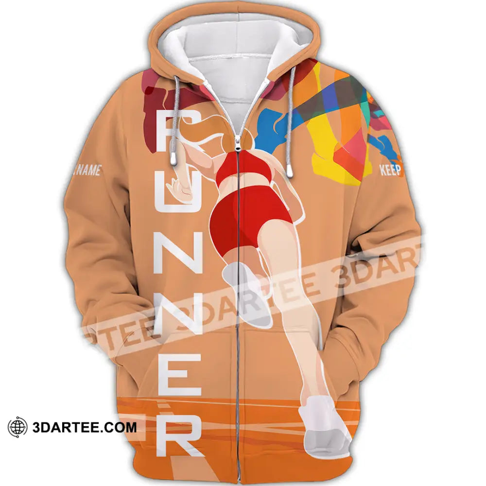 Unisex Shirt - Custom Runner Keep Running 3D Shirt Zipper Hoodie / S T-shirt