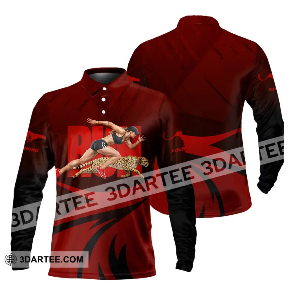 Unisex Shirt - Custom Running 3D Shirt Long Sleeve Polo / S T-shirt