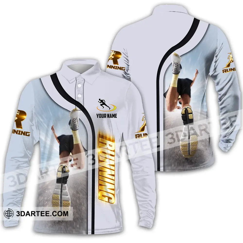 Unisex Shirt - Custom Running 3D Shirt Long Sleeve Polo / S T-shirt