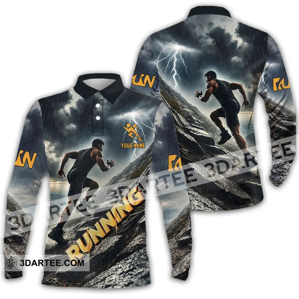 Unisex Shirt - Custom Running 3D Shirt Long Sleeve Polo / S T-shirt