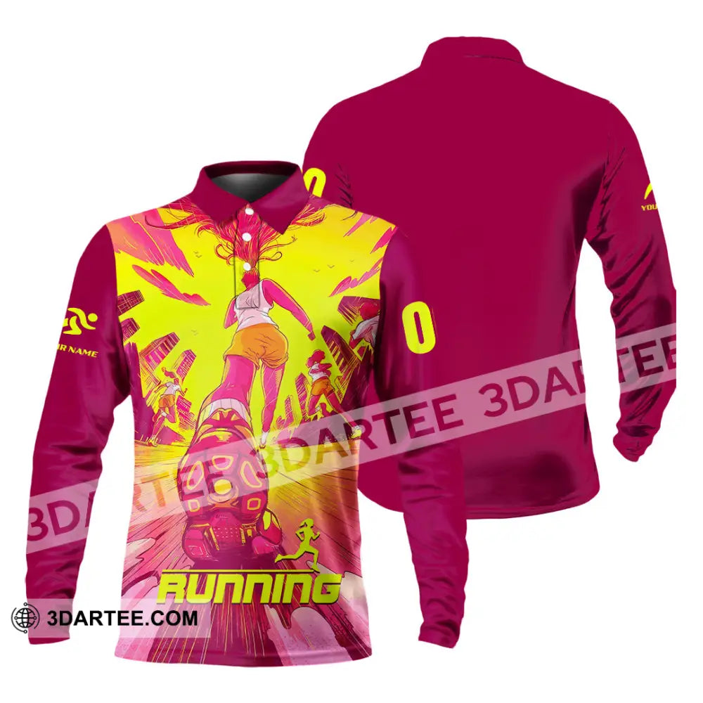 Unisex Shirt - Custom Running 3D Shirt - Long Sleeve Polo / S - T-shirt