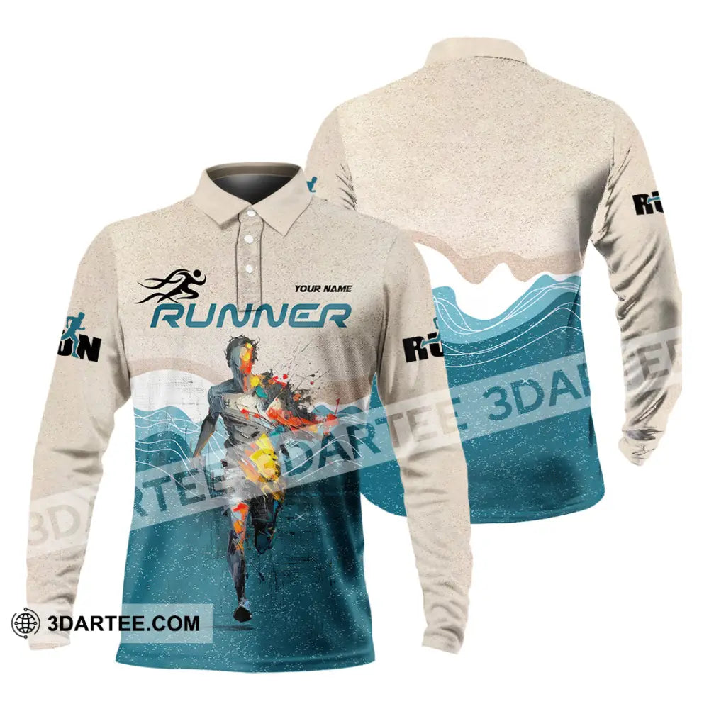 Unisex Shirt - Custom Running 3D Shirt - Long Sleeve Polo / S - T-shirt