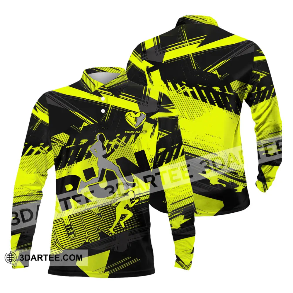 Unisex Shirt - Custom Running 3D Shirt Long Sleeve Polo / S T-shirt