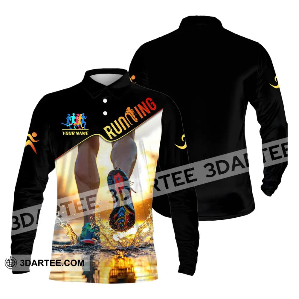 Unisex Shirt - Custom Running 3D Shirt Long Sleeve Polo / S T-shirt
