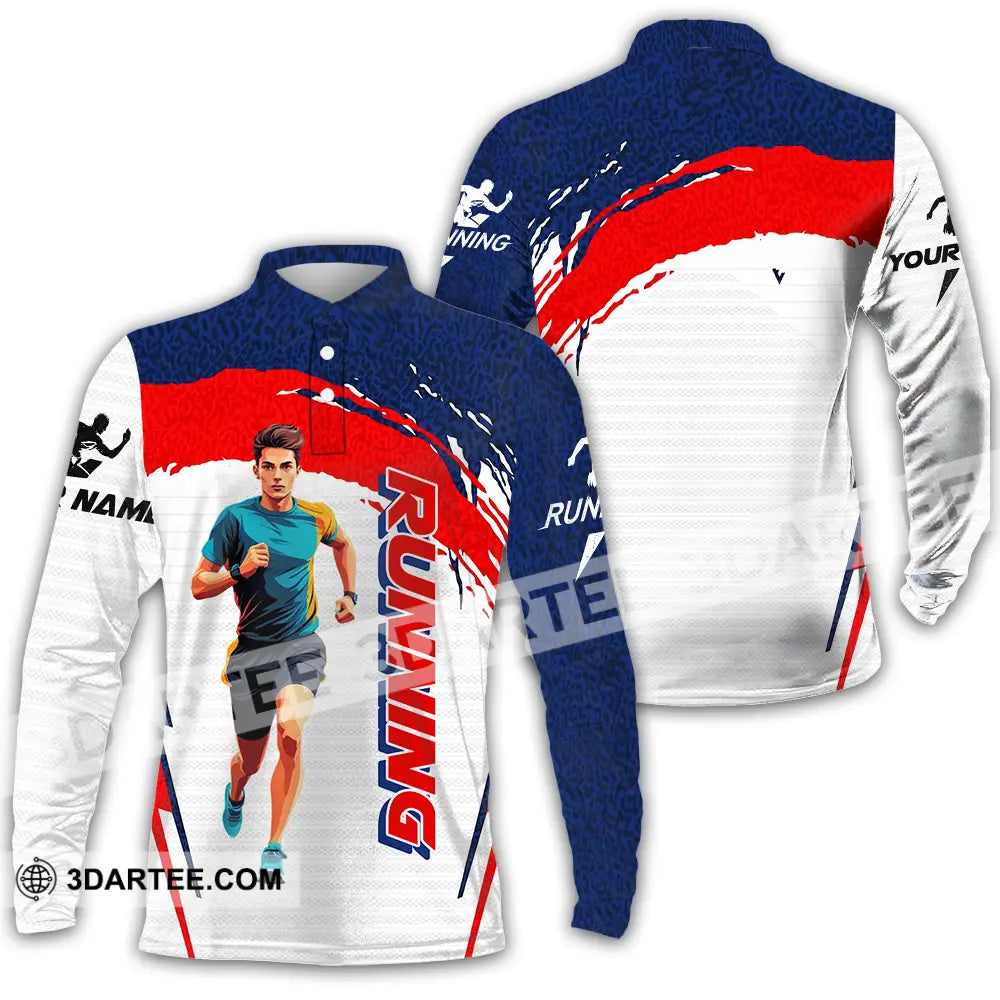 Unisex Shirt - Custom Running 3D Shirt Long Sleeve Polo / S T-shirt