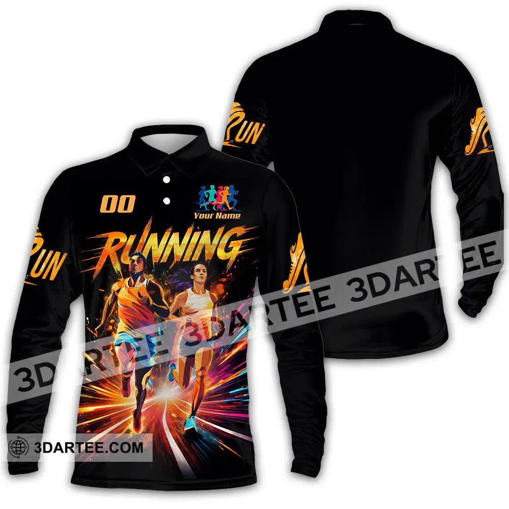 Unisex Shirt - Custom Running 3D Shirt - Long Sleeve Polo / S - T-shirt
