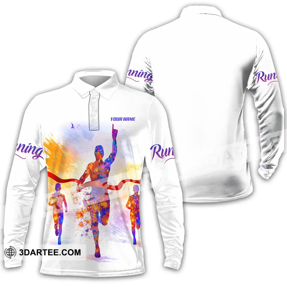 Unisex Shirt - Custom Running 3D Shirt - Long Sleeve Polo / S - T-shirt