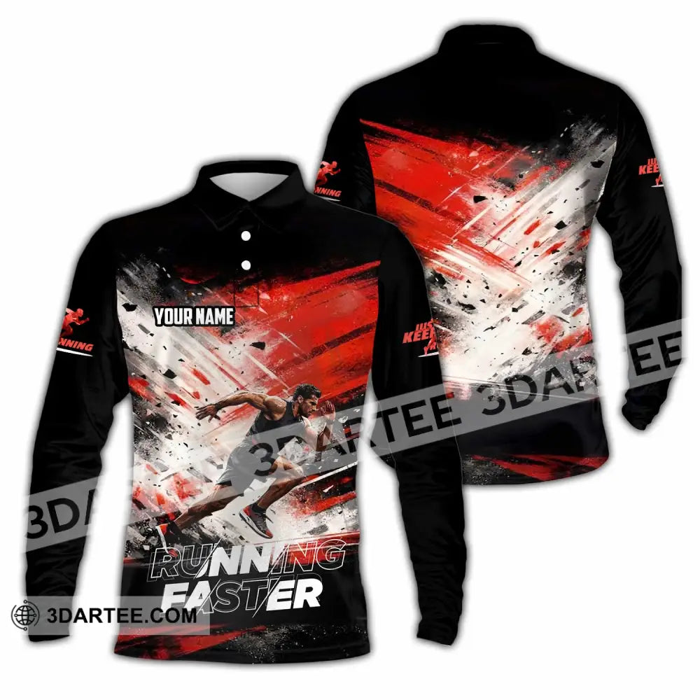 Unisex Shirt - Custom Running 3D Shirt - Long Sleeve Polo / S - T-shirt