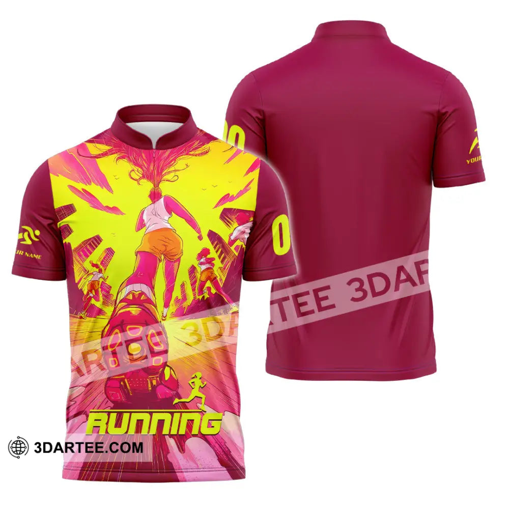 Unisex Shirt - Custom Running 3D Shirt - Zipper Polo Shirt / S - T-shirt