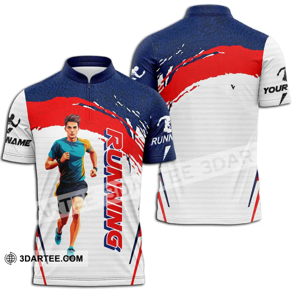 Unisex Shirt - Custom Running 3D Shirt Zipper Polo Shirt / S T-shirt