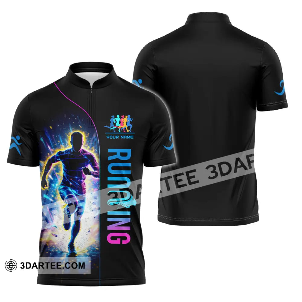 Unisex Shirt - Custom Running 3D Shirt Zipper Polo Shirt / S T-shirt