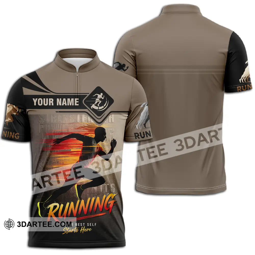 Unisex Shirt - Custom Running 3D Shirt - Zipper Polo Shirt / S - T-shirt