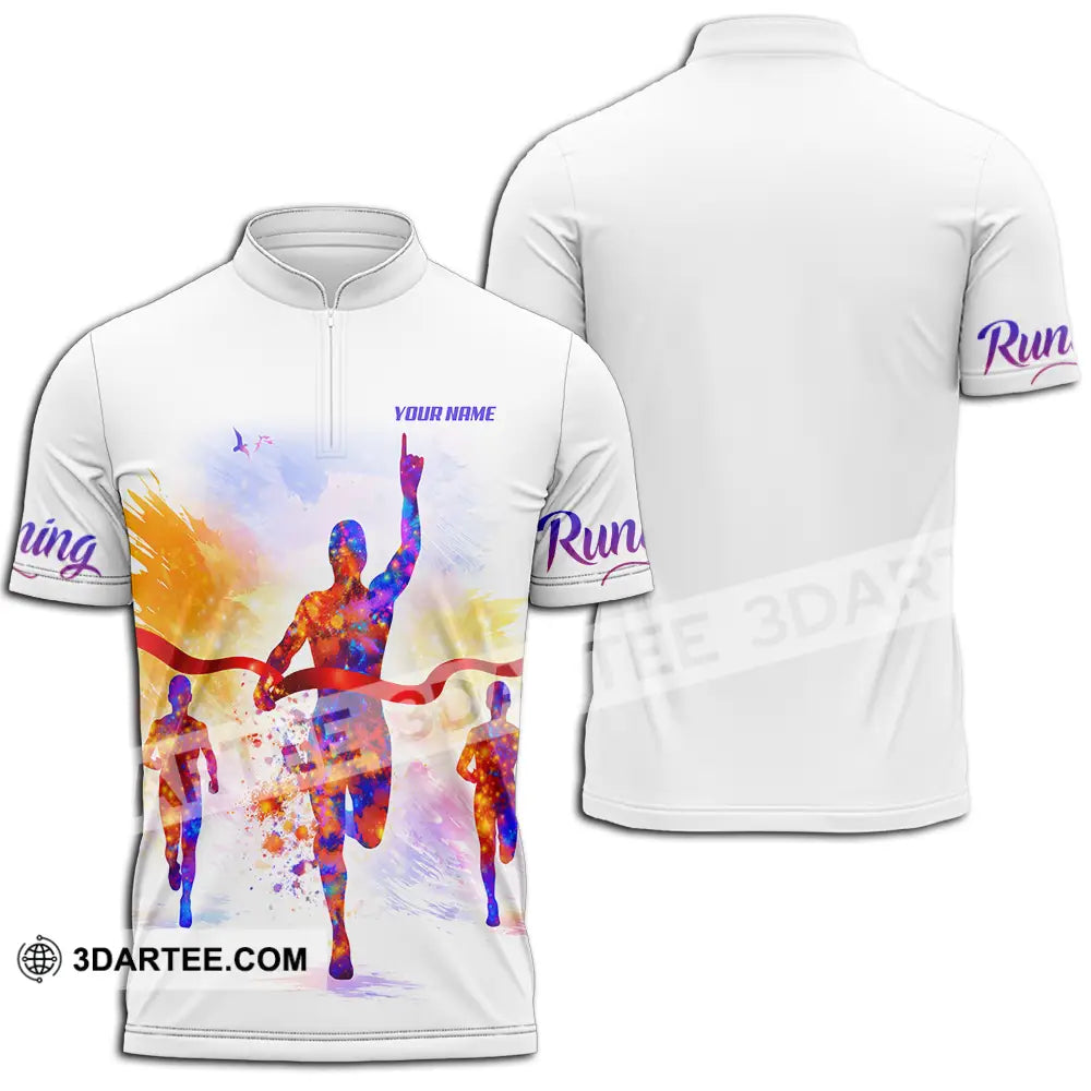 Unisex Shirt - Custom Running 3D Shirt - Zipper Polo Shirt / S - T-shirt