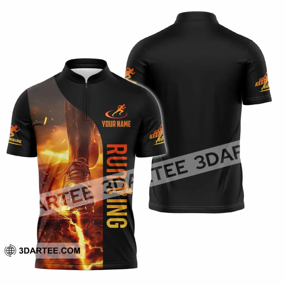Unisex Shirt - Custom Running 3D Shirt - Zipper Polo Shirt / S - T-shirt