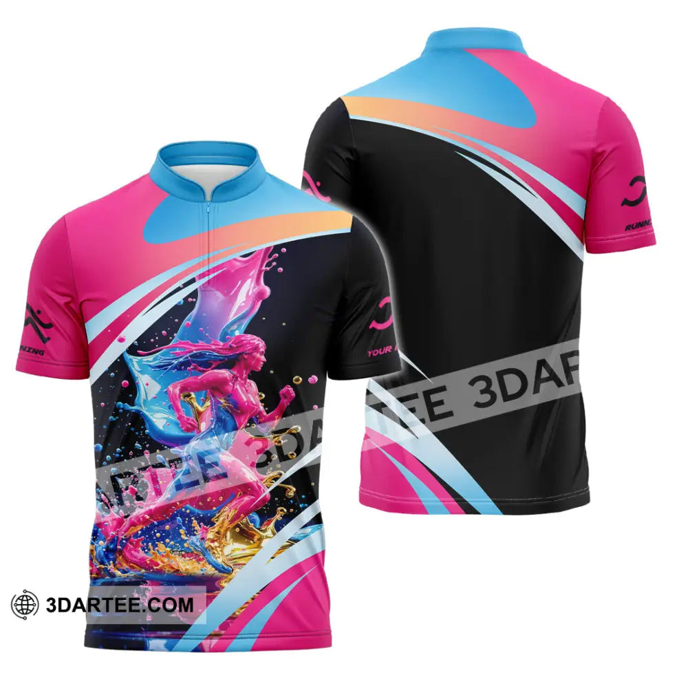 Unisex Shirt - Custom Running 3D Shirt Zipper Polo Shirt / S T-shirt