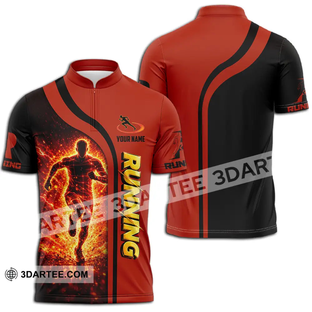 Unisex Shirt - Custom Running 3D Shirt Zipper Polo Shirt / S T-shirt