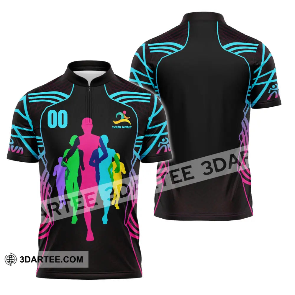 Unisex Shirt - Custom Running 3D Shirt Zipper Polo Shirt / S T-shirt