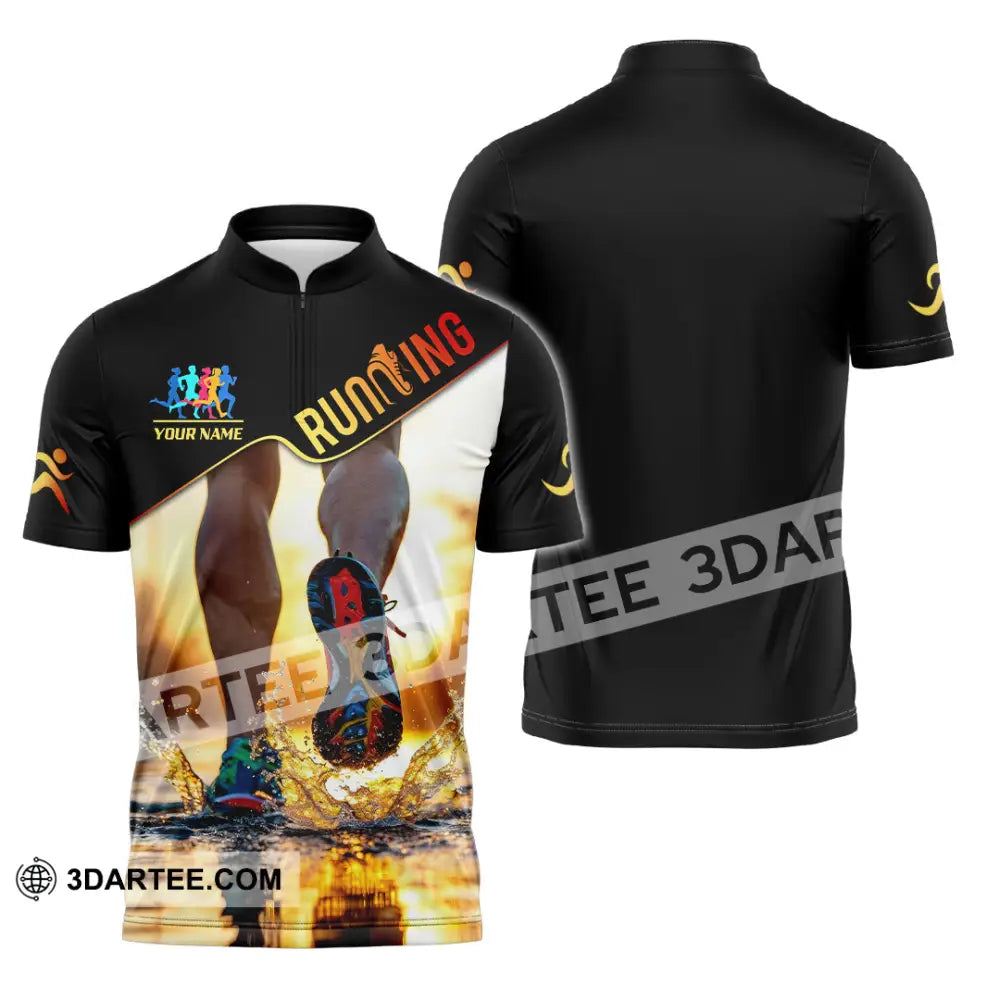 Unisex Shirt - Custom Running 3D Shirt Zipper Polo Shirt / S T-shirt