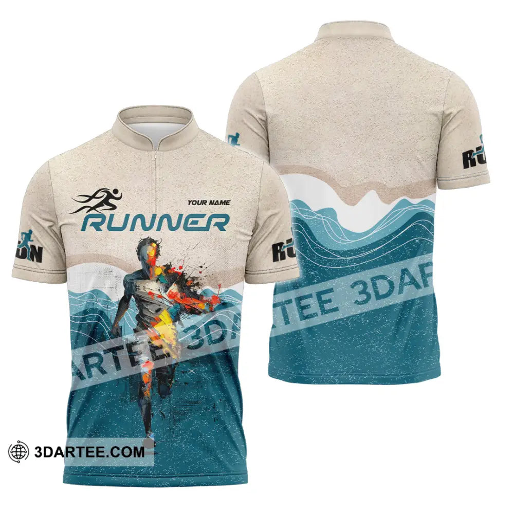 Unisex Shirt - Custom Running 3D Shirt - Zipper Polo Shirt / S - T-shirt